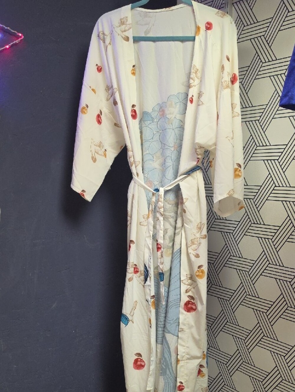 Blue Peacock Print Robe/Duster - Picture 2 of 3